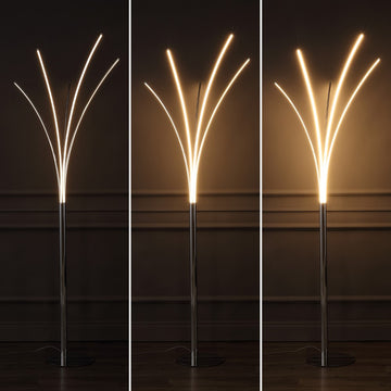 Fuochi 71" Modern Minimalist Metal 5-Branch Arc Dimmable Integrated LED Floor Lamp with Remote Control - JONATHAN Y
